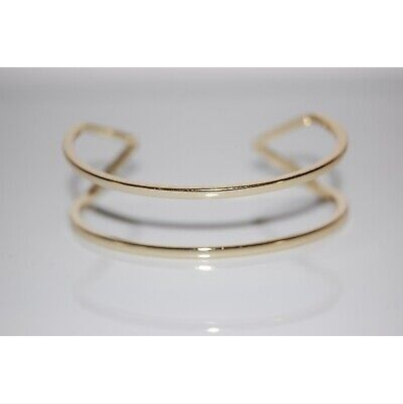 VICTORIA'S SECRET COUTURE GOLD TONED METAL RHINESTONES V STATEMENT CUFF BRACELET - Picture 3 of 5